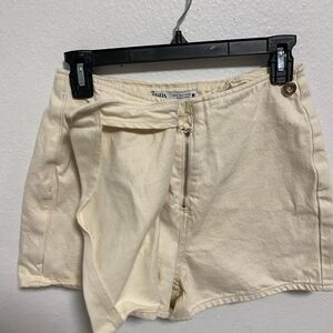 Cream High-Waisted Shorts